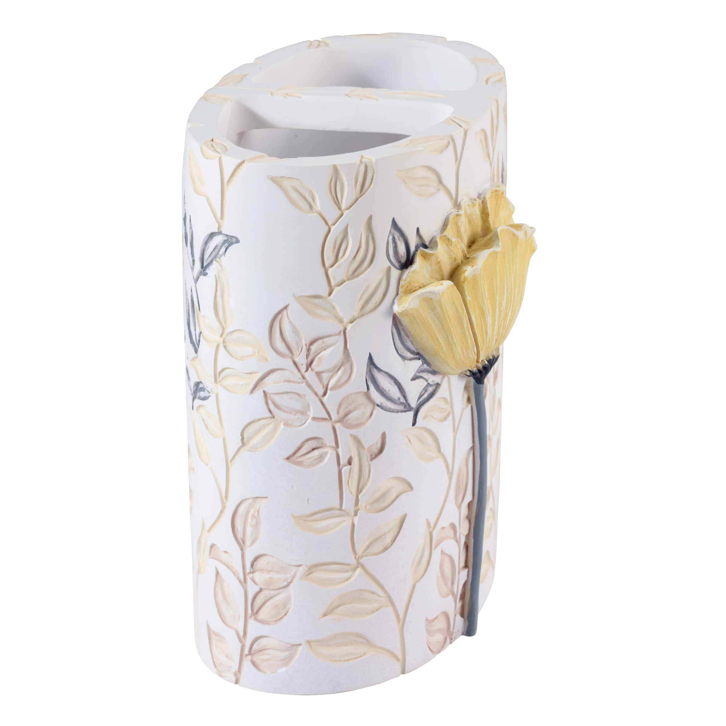 Avanti Linens - Toothbrush Holder, Countertop Accessories, Floral Bathroom Decor (Marielle Collection, Yellow)